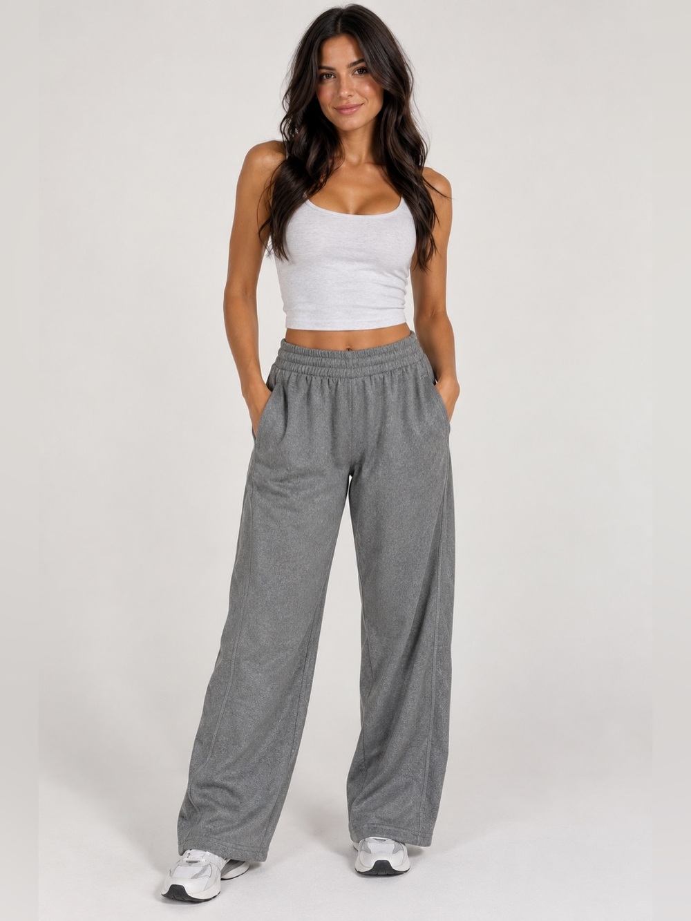 Nike Wide-Leg Lounge Pants in Heather Gray